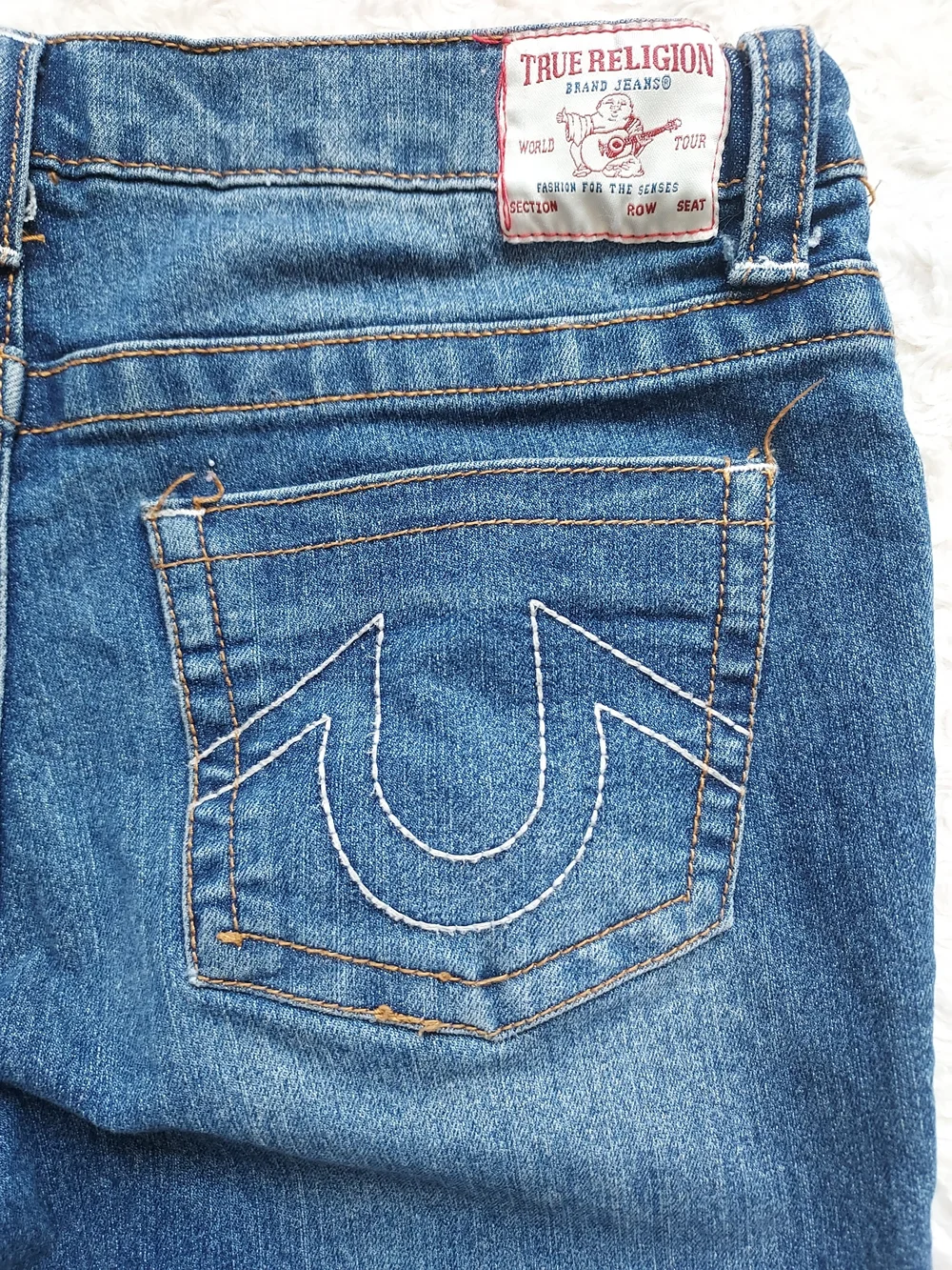 True Religion Geno Relaxed Slim Straight Leg Jeans Dark Indigo Wash Comfy Casual